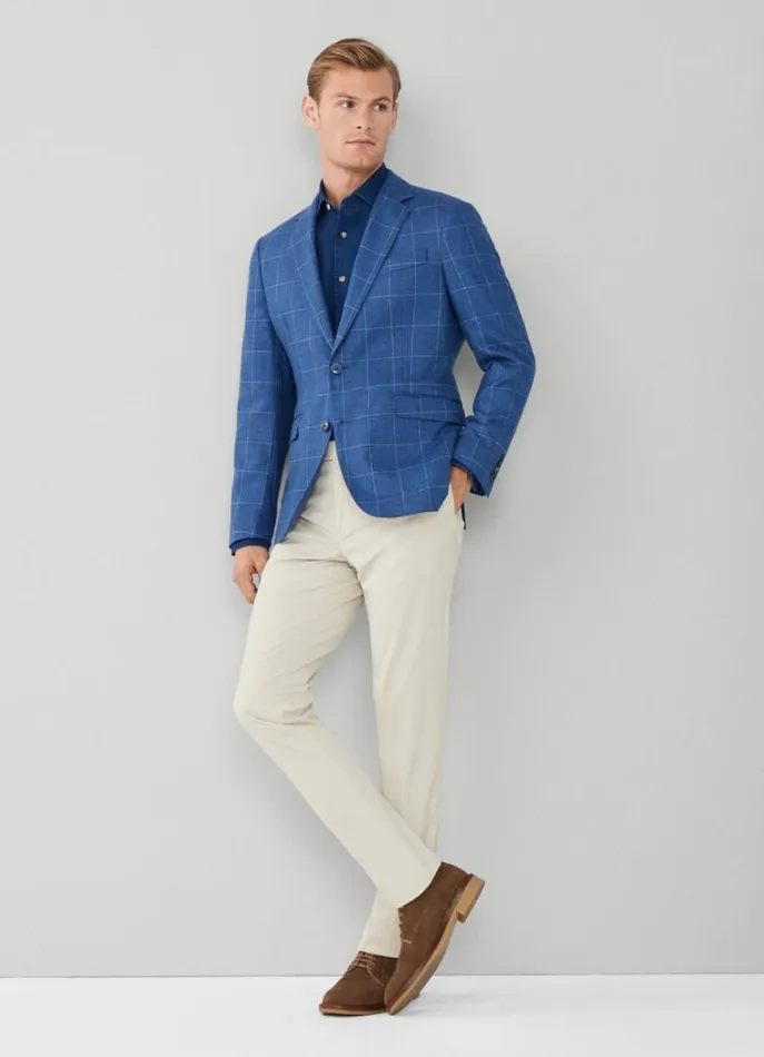 Men Blazers Hackett London Windowpane Check Blazer Bright Blue