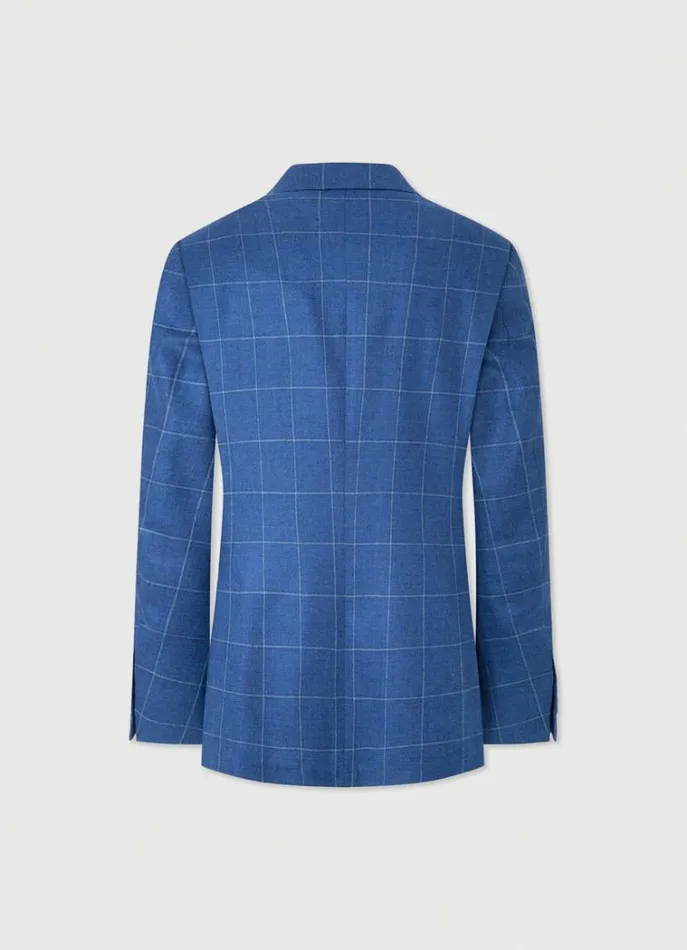 Men Blazers Hackett London Windowpane Check Blazer Bright Blue