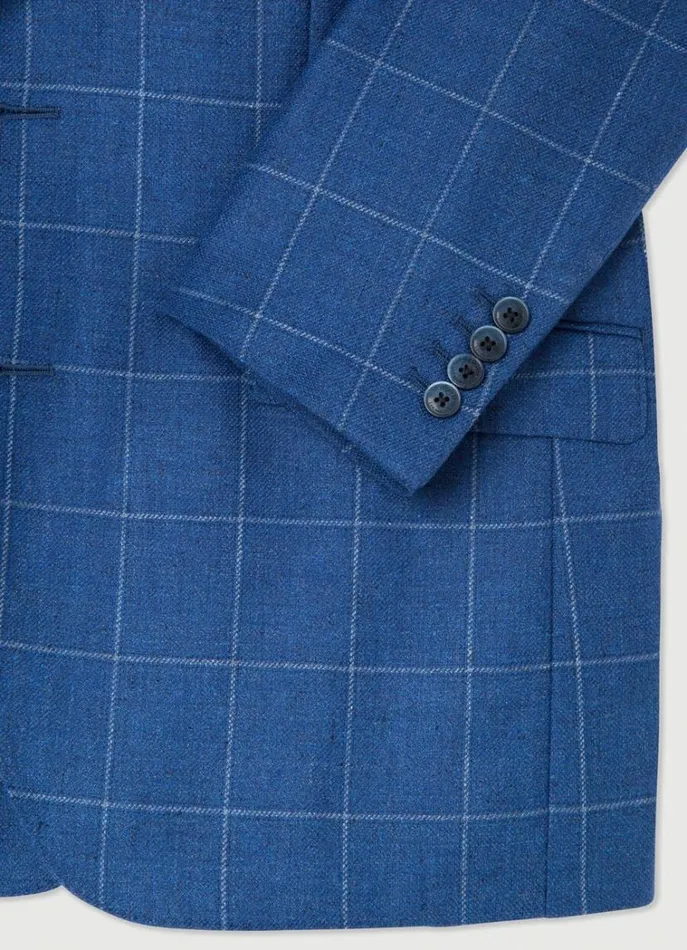 Men Blazers Hackett London Windowpane Check Blazer Bright Blue