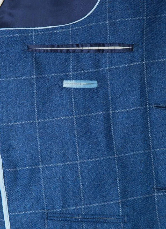 Men Blazers Hackett London Windowpane Check Blazer Bright Blue