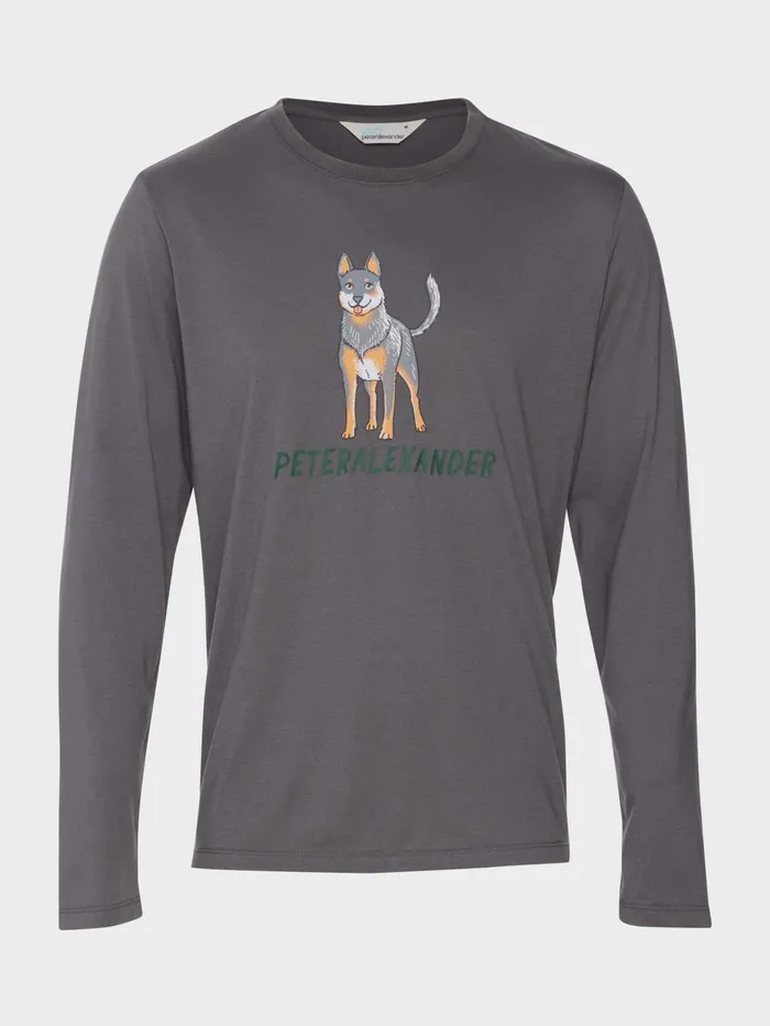 Men Blue Heeler Long Sleeve Top Grey Peter Alexander Tops