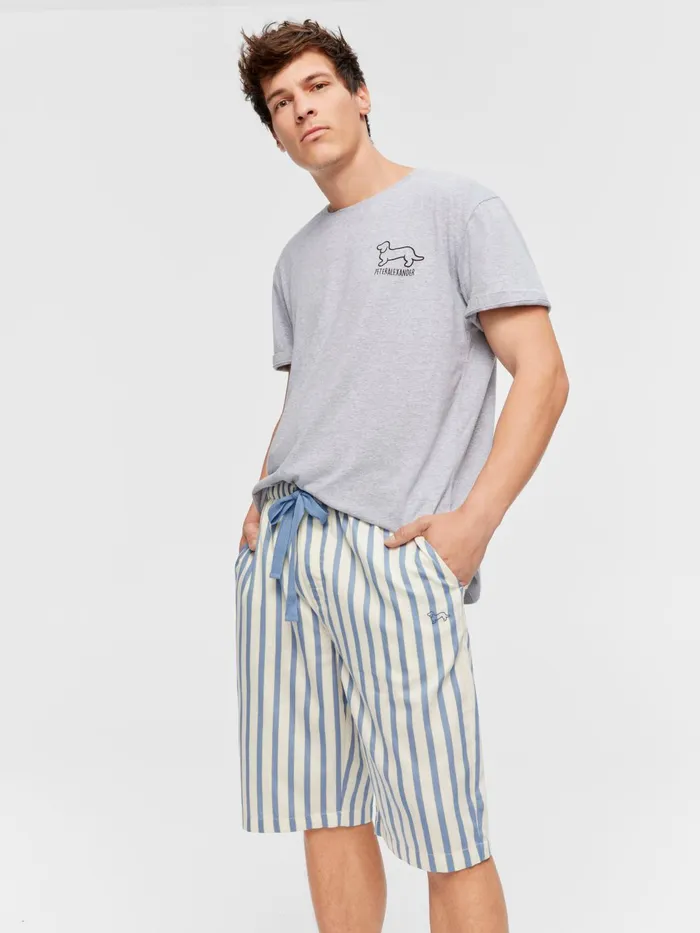 Men Blue Stripe Sleep Short Multi Peter Alexander Shorts