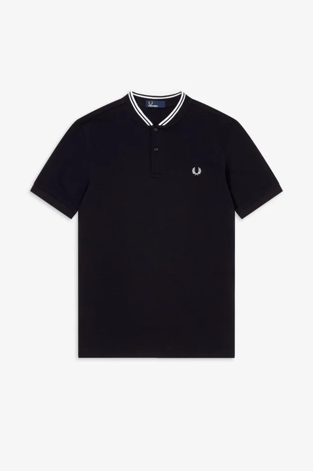 Men Bomber Collar Polo Shirt Black Fred Perry Polo Shirts