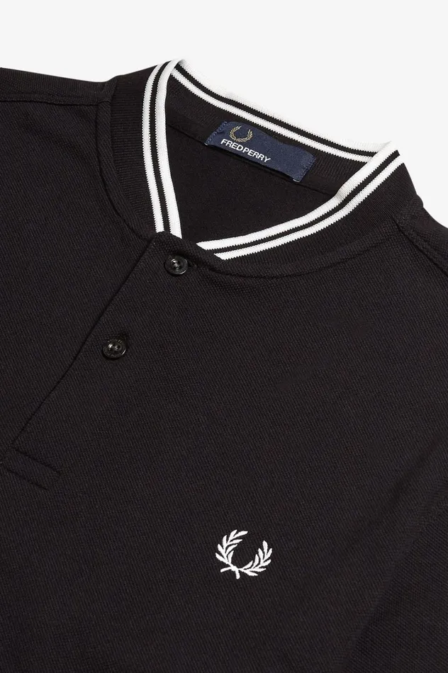Men Bomber Collar Polo Shirt Black Fred Perry Polo Shirts
