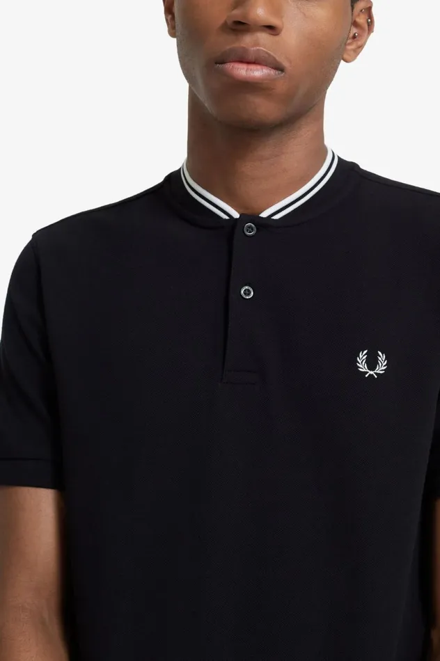 Men Bomber Collar Polo Shirt Black Fred Perry Polo Shirts
