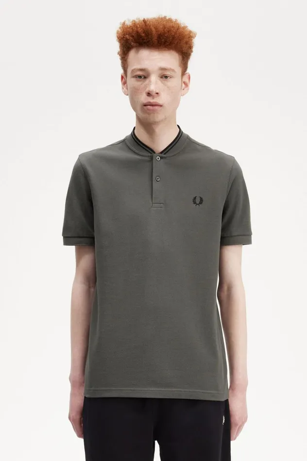 Men Bomber Collar Polo Shirt Field Green Fred Perry Polo Shirts