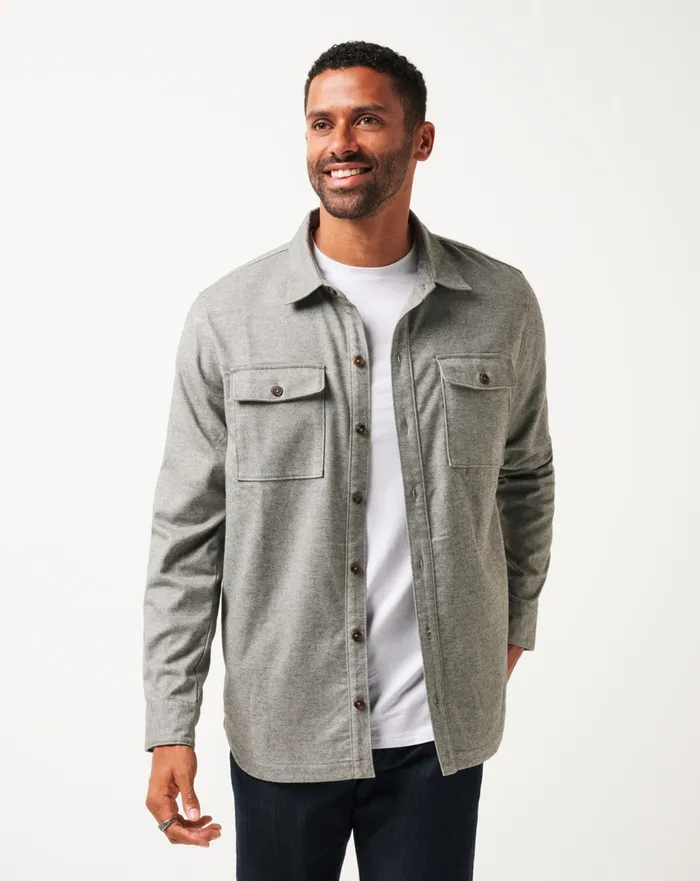 Men ButtonUps TravisMathew LIFESTYLE SHIFT SHIRT JACKET Heather Grey