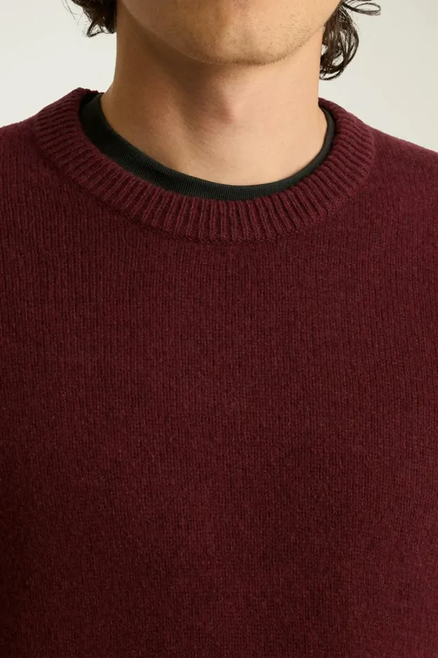 Men Cashmere Crew Neck Sweater Burgundy Bonobos Crew and VNeck Sweaters