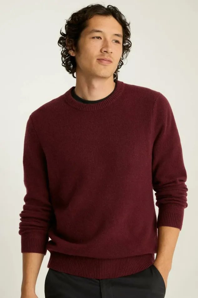 Men Cashmere Crew Neck Sweater Burgundy Bonobos Crew and VNeck Sweaters