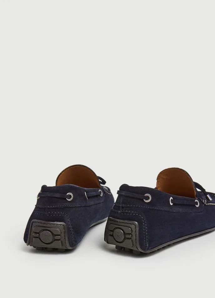 Men Casual Shoes Hackett London Suede Driver Loafers Dark Ocean Blue