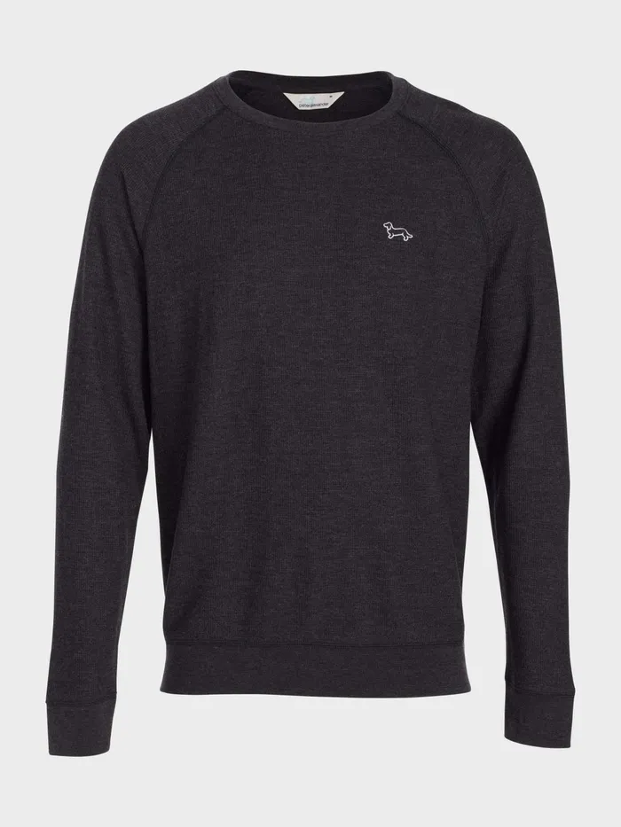 Men Charcoal Waffle Long Sleeve Top Charcoal Peter Alexander Tops