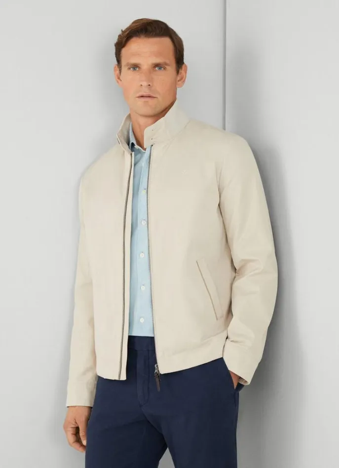 Men Coats and Jackets Hackett London Harrington Jacket Beige