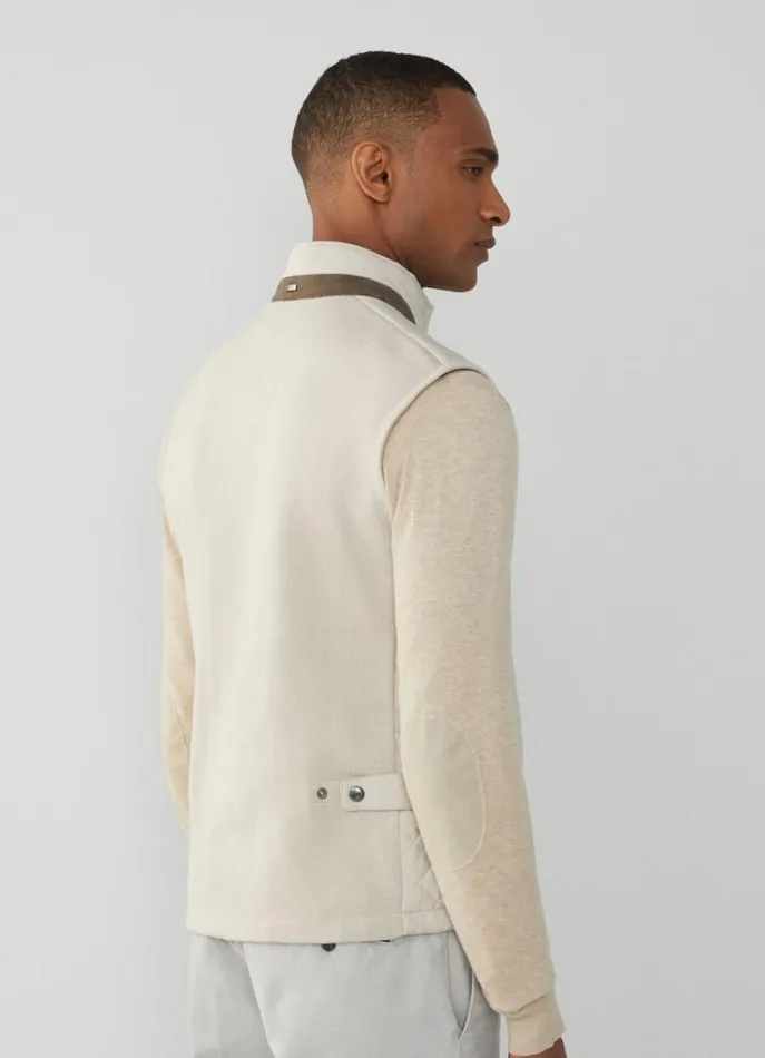Men Coats and Jackets Hackett London Padded Hybrid Gilet Sand Beige