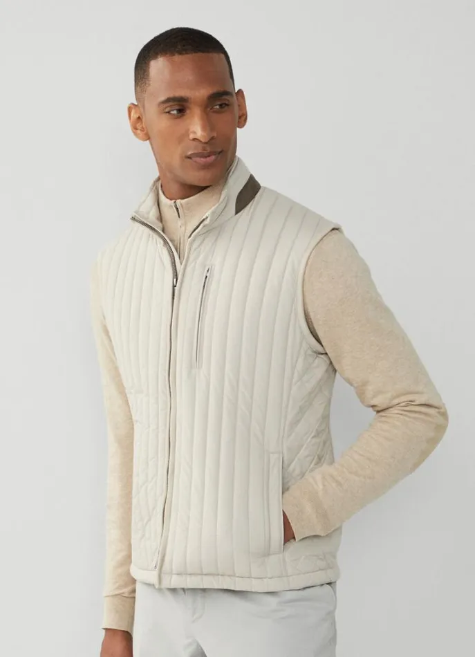 Men Coats and Jackets Hackett London Padded Hybrid Gilet Sand Beige