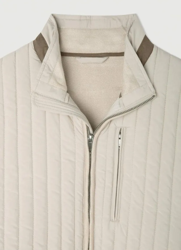 Men Coats and Jackets Hackett London Padded Hybrid Gilet Sand Beige
