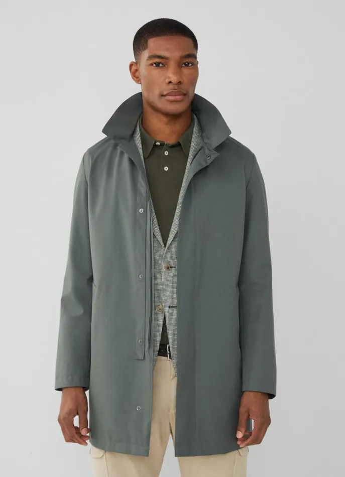 Men Coats and Jackets Hackett London WaterResistant Mac Khaki