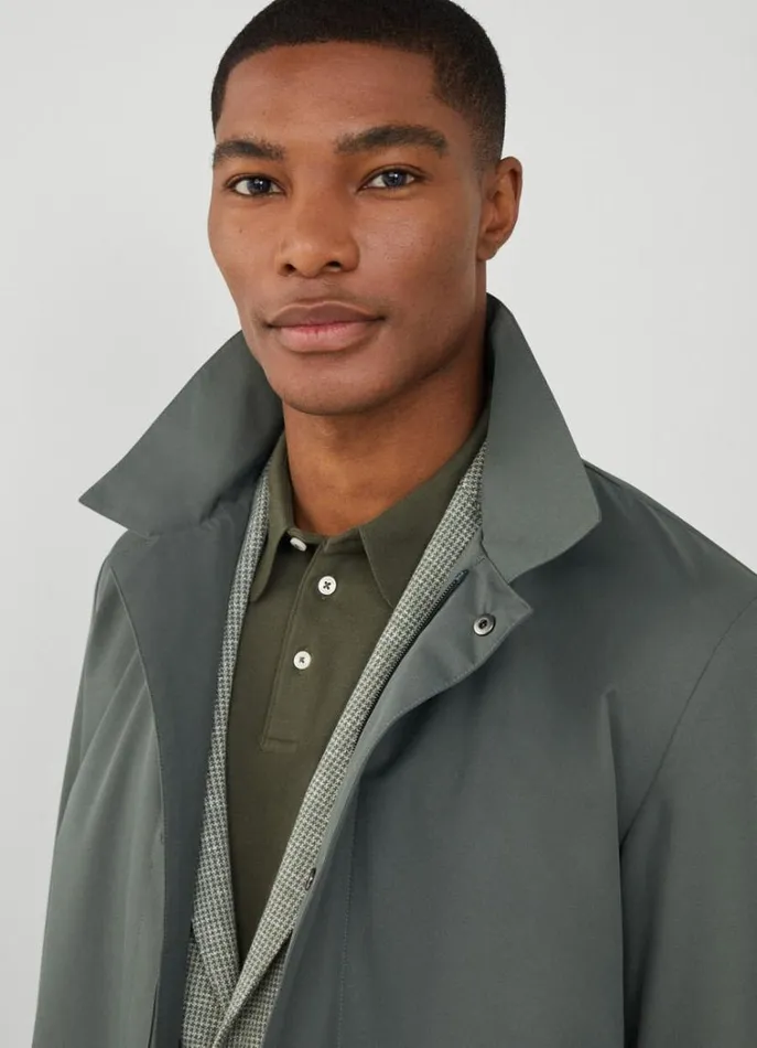 Men Coats and Jackets Hackett London WaterResistant Mac Khaki