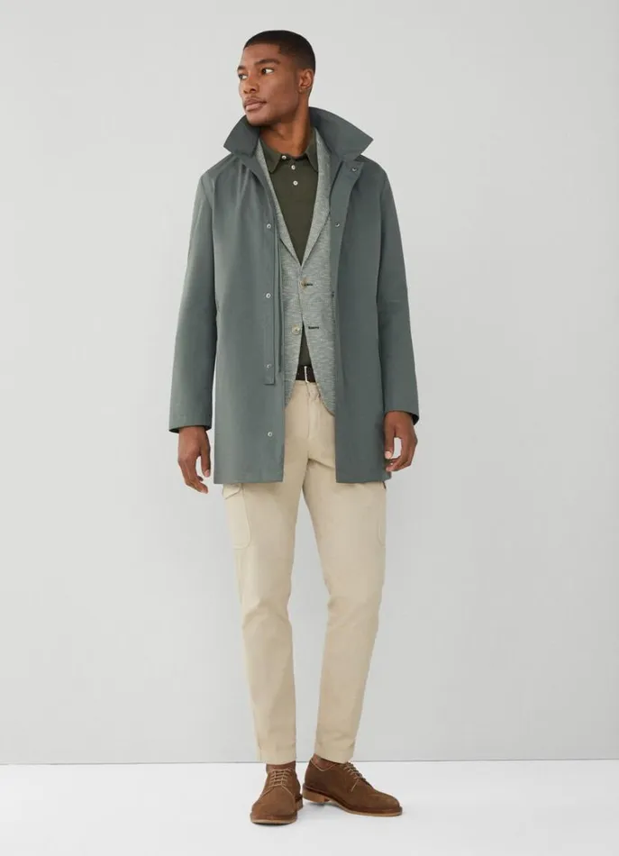 Men Coats and Jackets Hackett London WaterResistant Mac Khaki