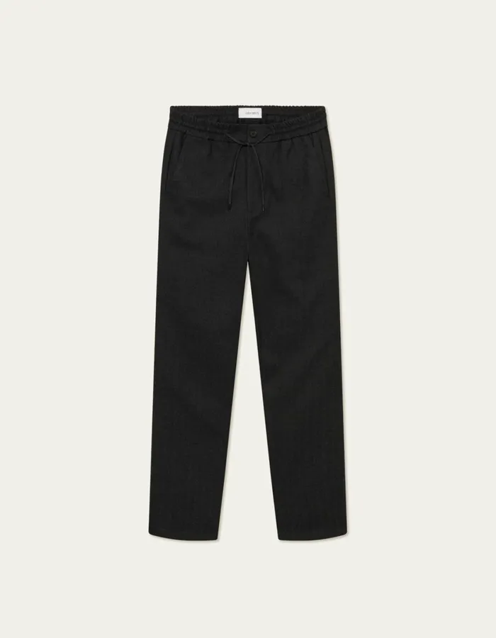Men Como Herringbone Tapered Drawstring Pants 8211 CharcoalGrey Melange Les Deux Pants Men Como Herringbone Tapered Drawstring Pants 8211 CharcoalGrey Melange Les Deux Pants