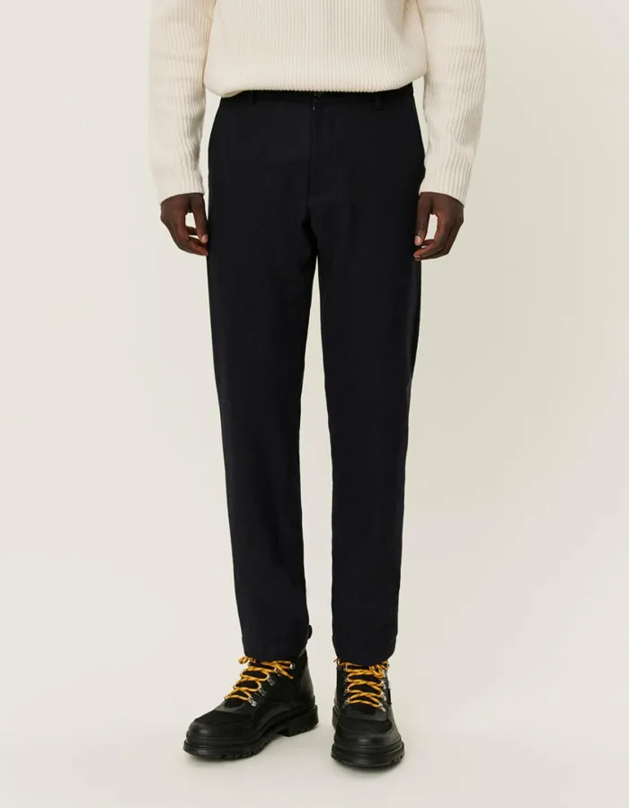 Men Como Reg Wool Suit Pants 8211 Dark Navy Melange Les Deux Pants