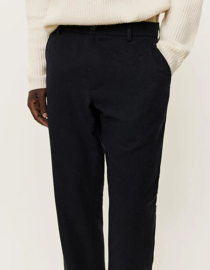 Men Como Reg Wool Suit Pants 8211 Dark Navy Melange Les Deux Pants