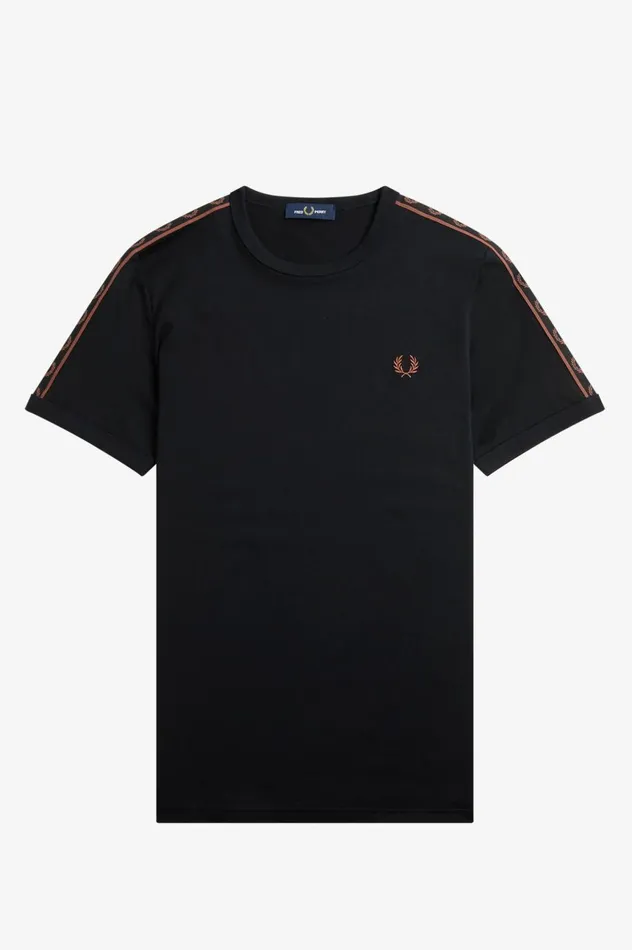 Men Contrast Tape Ringer TShirt Blackwhisky Brown Fred Perry TShirts