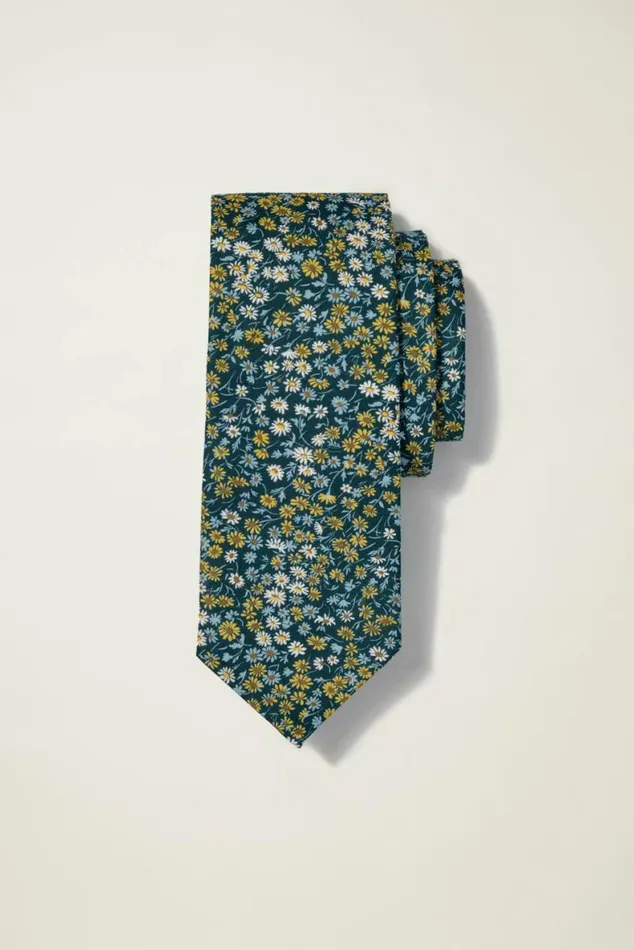 Men Cotton Necktie Made With Liberty Fabric Blue Marguerite Floral Bonobos Ties and Pocket Squares