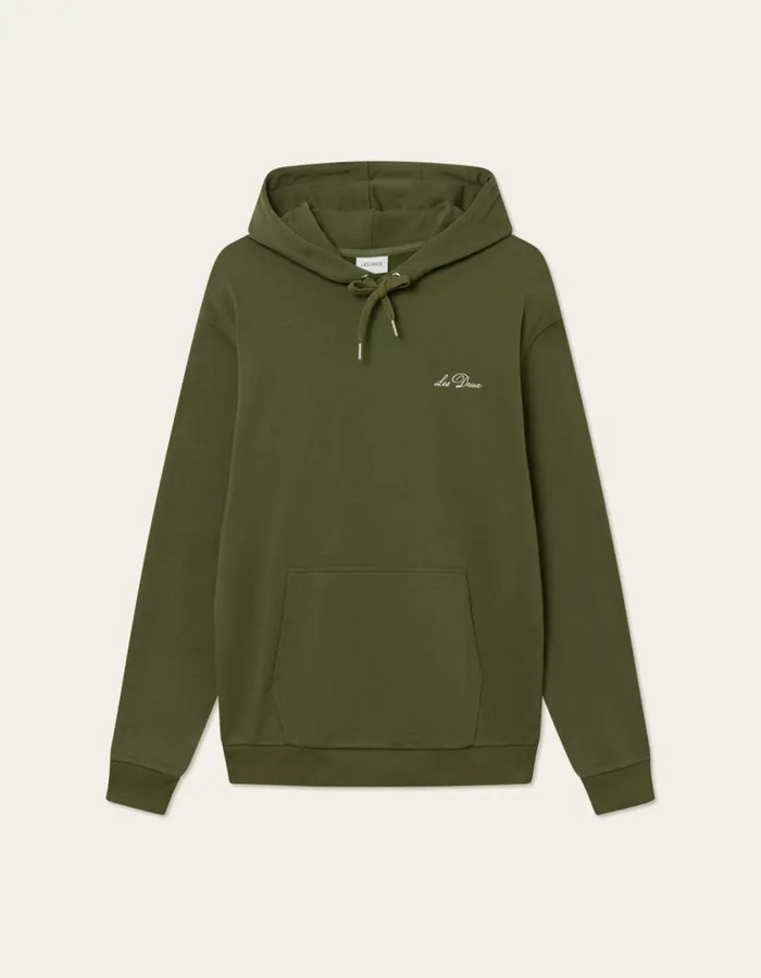 Men Crew Hoodie 8211 Chive GreenLight Ivory Les Deux HoodiesSweatshirts
