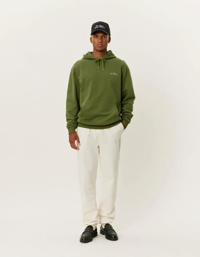 Men Crew Hoodie 8211 Chive GreenLight Ivory Les Deux HoodiesSweatshirts