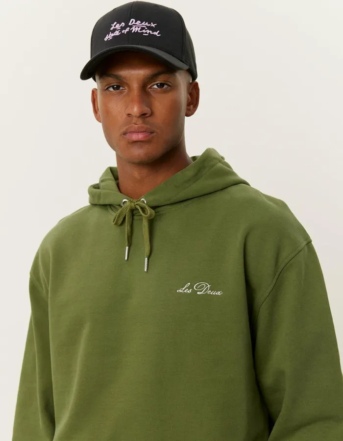 Men Crew Hoodie 8211 Chive GreenLight Ivory Les Deux HoodiesSweatshirts