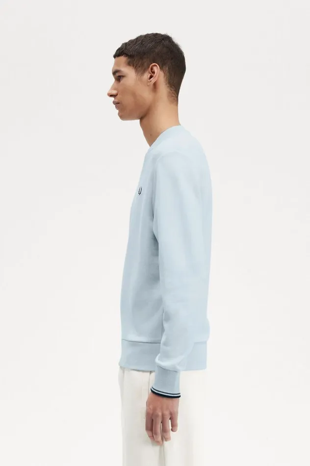 Men Crew Neck Sweatshirt Light Ice Fred Perry Sweatshirts