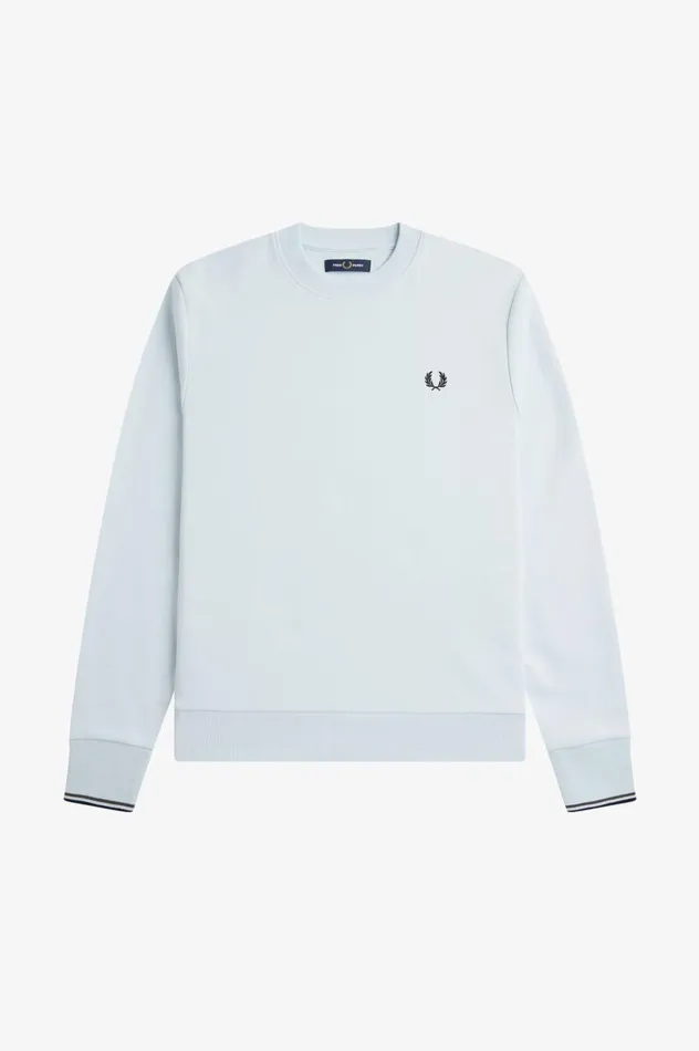 Men Crew Neck Sweatshirt Light Ice Fred Perry Sweatshirts