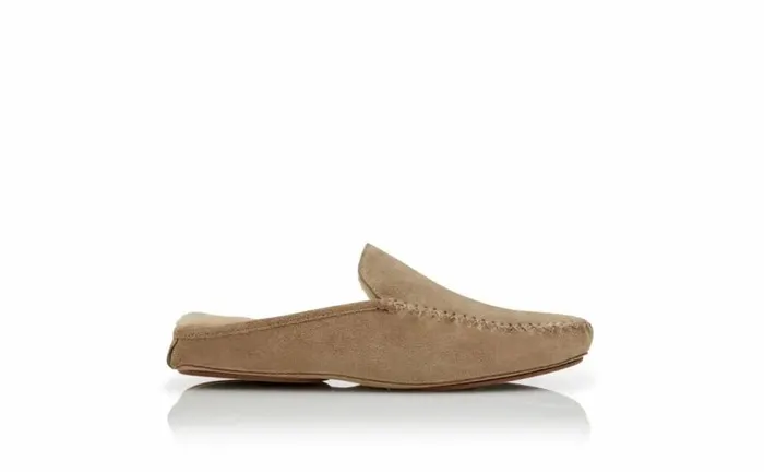 Men Dark Beige Suede Slippers Manolo Blahnik Slippers