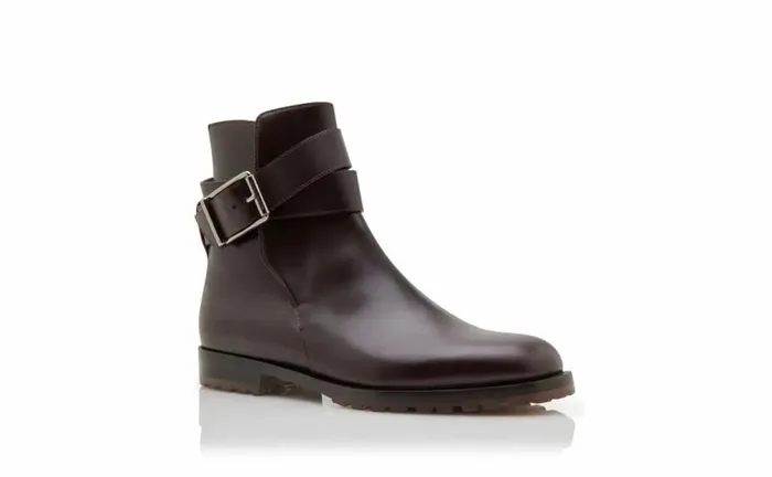 Men Dark Brown Calf Leather Ankle Boots Manolo Blahnik Boots