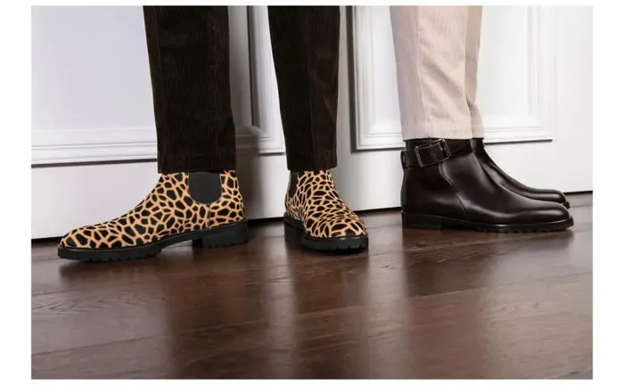 Men Dark Brown Calf Leather Ankle Boots Manolo Blahnik Boots