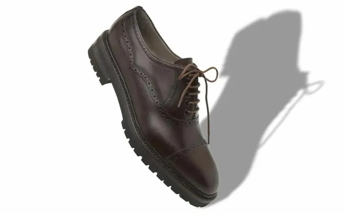 Men Dark Brown Calf Leather Lace Up Shoes Manolo Blahnik LaceUps