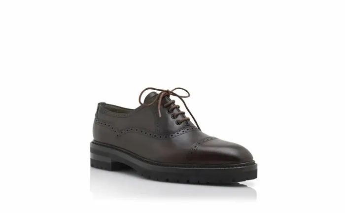 Men Dark Brown Calf Leather Lace Up Shoes Manolo Blahnik LaceUps