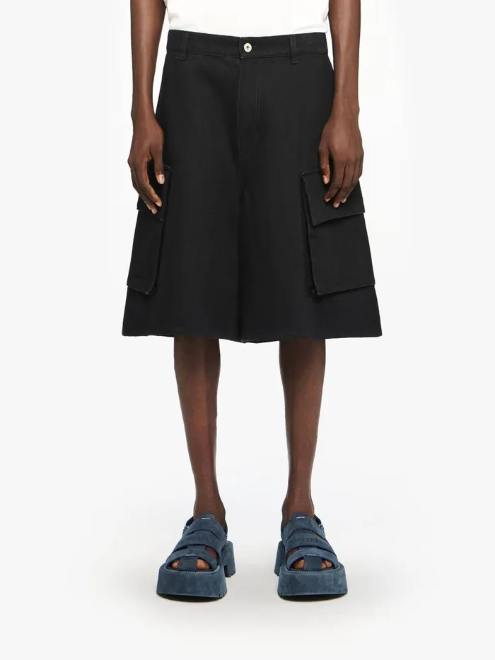 Men Denim JW Anderson CARGO DENIM SHORTS Black Men Denim JW Anderson CARGO DENIM SHORTS Black