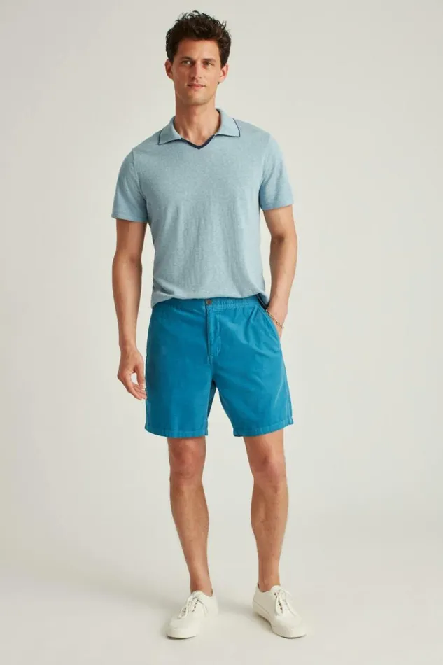Men Drawstring Club Shorts Blue Micro Cord Bonobos Casual Shorts