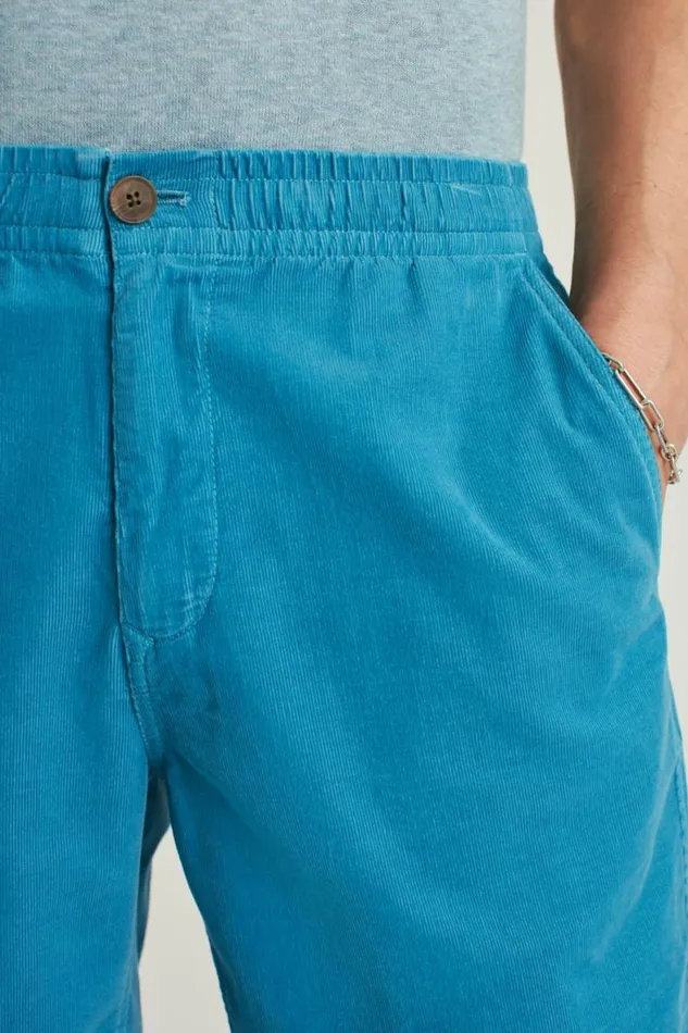 Men Drawstring Club Shorts Blue Micro Cord Bonobos Casual Shorts