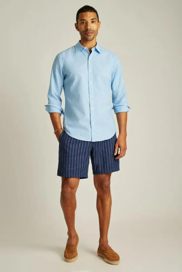Men Easy Linen Shirt Light Blue Bonobos Business Casual Shirts