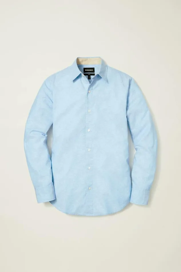 Men Easy Linen Shirt Light Blue Bonobos Business Casual Shirts