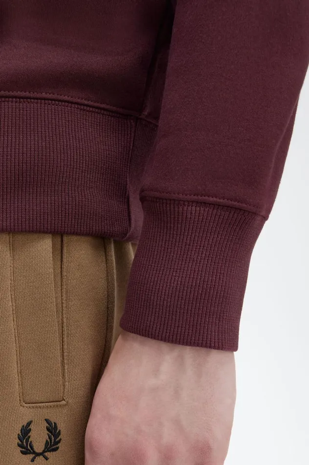 Men Embroidered Sweatshirt Oxblood Fred Perry Sweatshirts