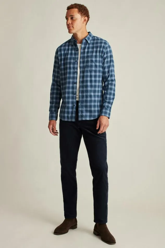 Men Everyday Lightweight Flannel Shirt Blue Bonfire Plaid Bonobos Overshirts