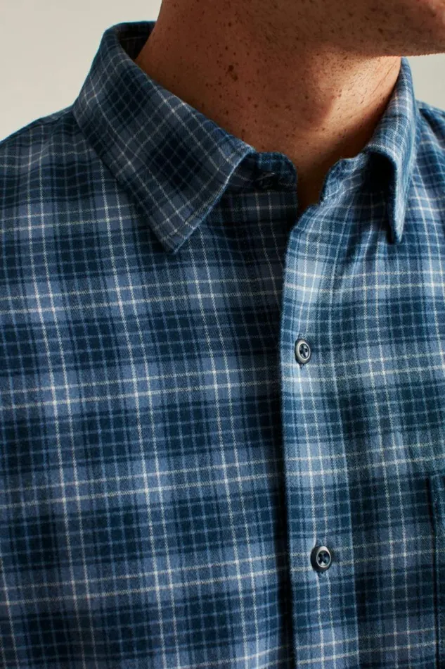 Men Everyday Lightweight Flannel Shirt Blue Bonfire Plaid Bonobos Overshirts