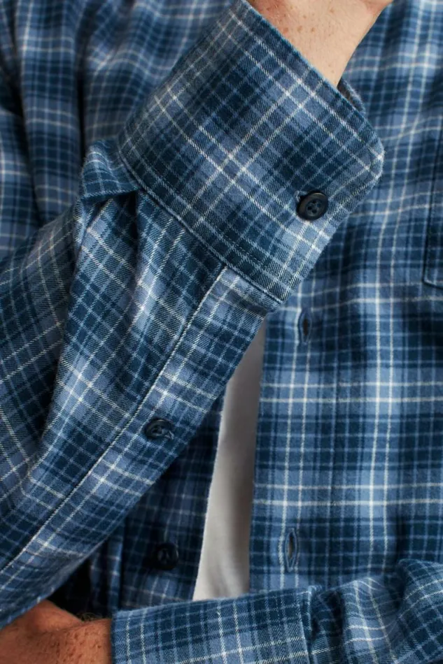 Men Everyday Lightweight Flannel Shirt Blue Bonfire Plaid Bonobos Overshirts