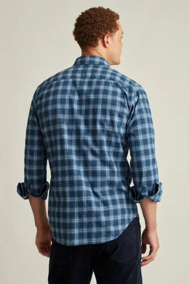 Men Everyday Lightweight Flannel Shirt Blue Bonfire Plaid Bonobos Overshirts