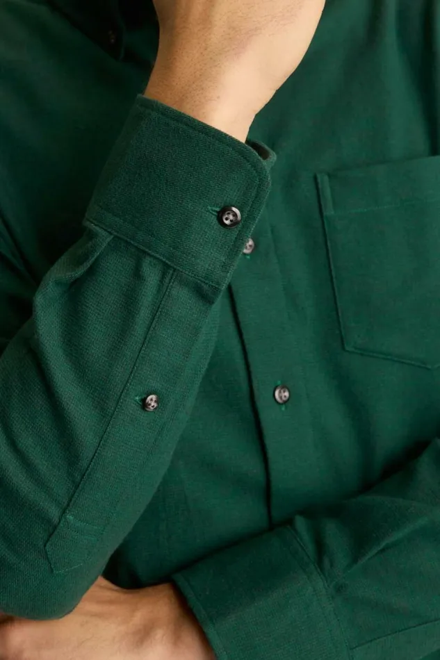 Men Everyday Lightweight Flannel Shirt Green Dobby Houndstooth Bonobos Overshirts