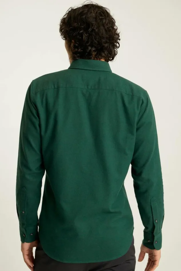 Men Everyday Lightweight Flannel Shirt Green Dobby Houndstooth Bonobos Overshirts