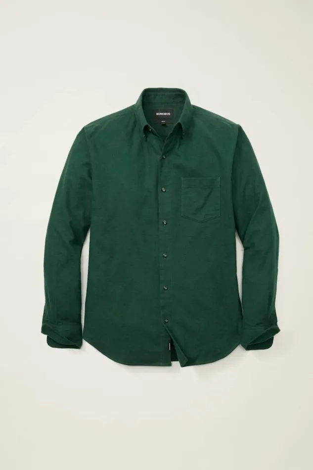Men Everyday Lightweight Flannel Shirt Green Dobby Houndstooth Bonobos Overshirts